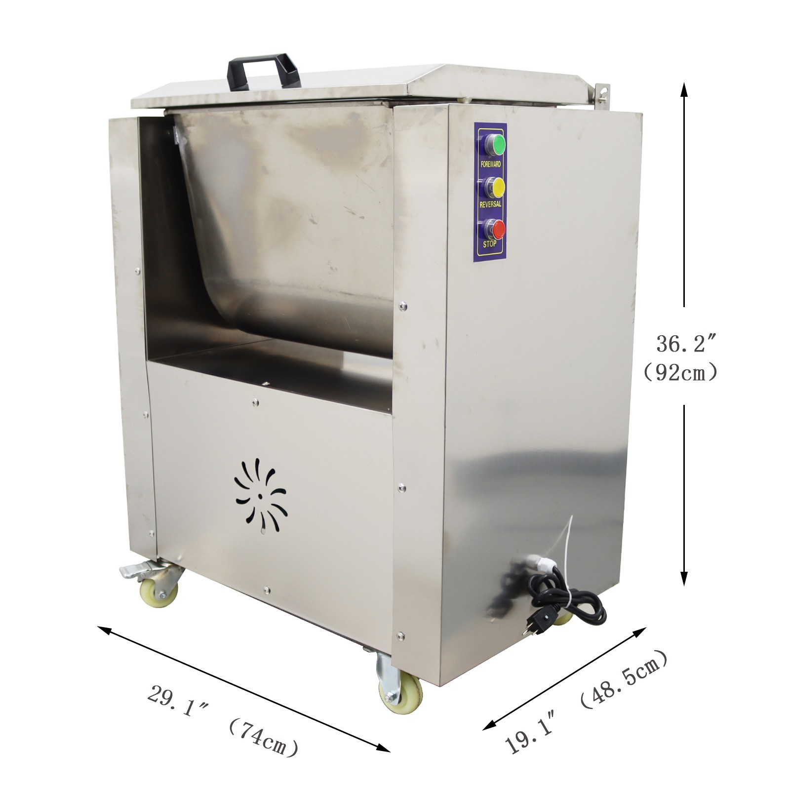 50L Commercial Electric Meat Mixer Stainless Food Processing Machine 2HP 110V