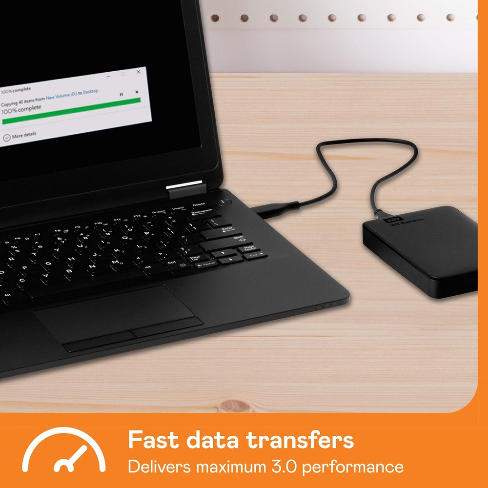 WD 2TB Elements Portable External Hard Drive for Windows, USB 3.2 2TB, Black