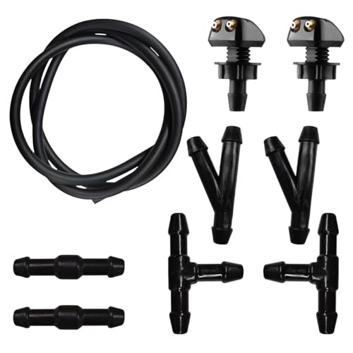 Car Front Windshield Washer Nozzles Kit, Double-Hole Auto Windshield Black