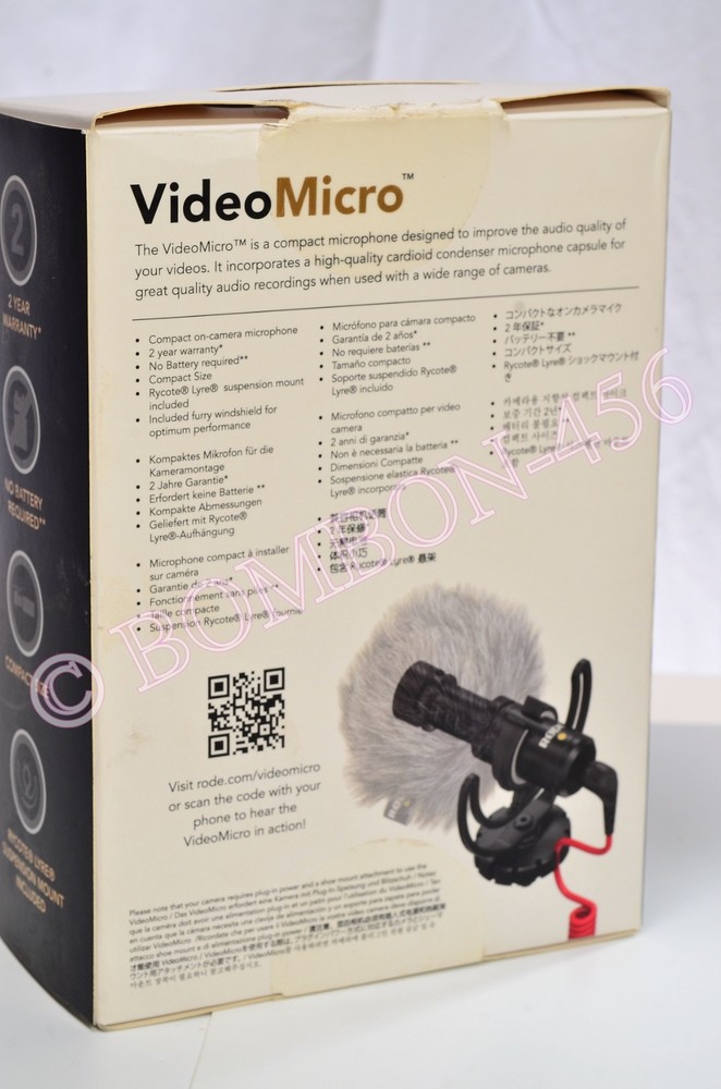 RODE VIDEOMICRO COMPACT ON-CAMERA MICROPHONE NEVER USED/OPEN BOX - TESTED