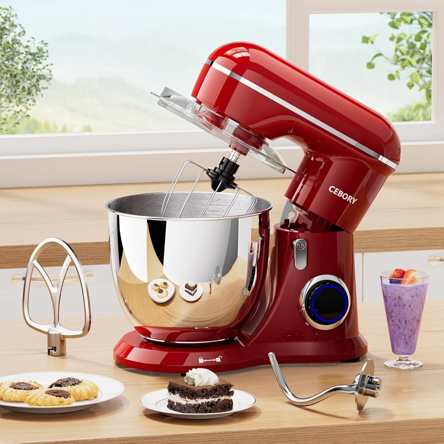 Stand Mixer C 6.5QT 10-Speed Tilt-Head Electric Stand Mixer,3-In-1 Kitchen Mixer