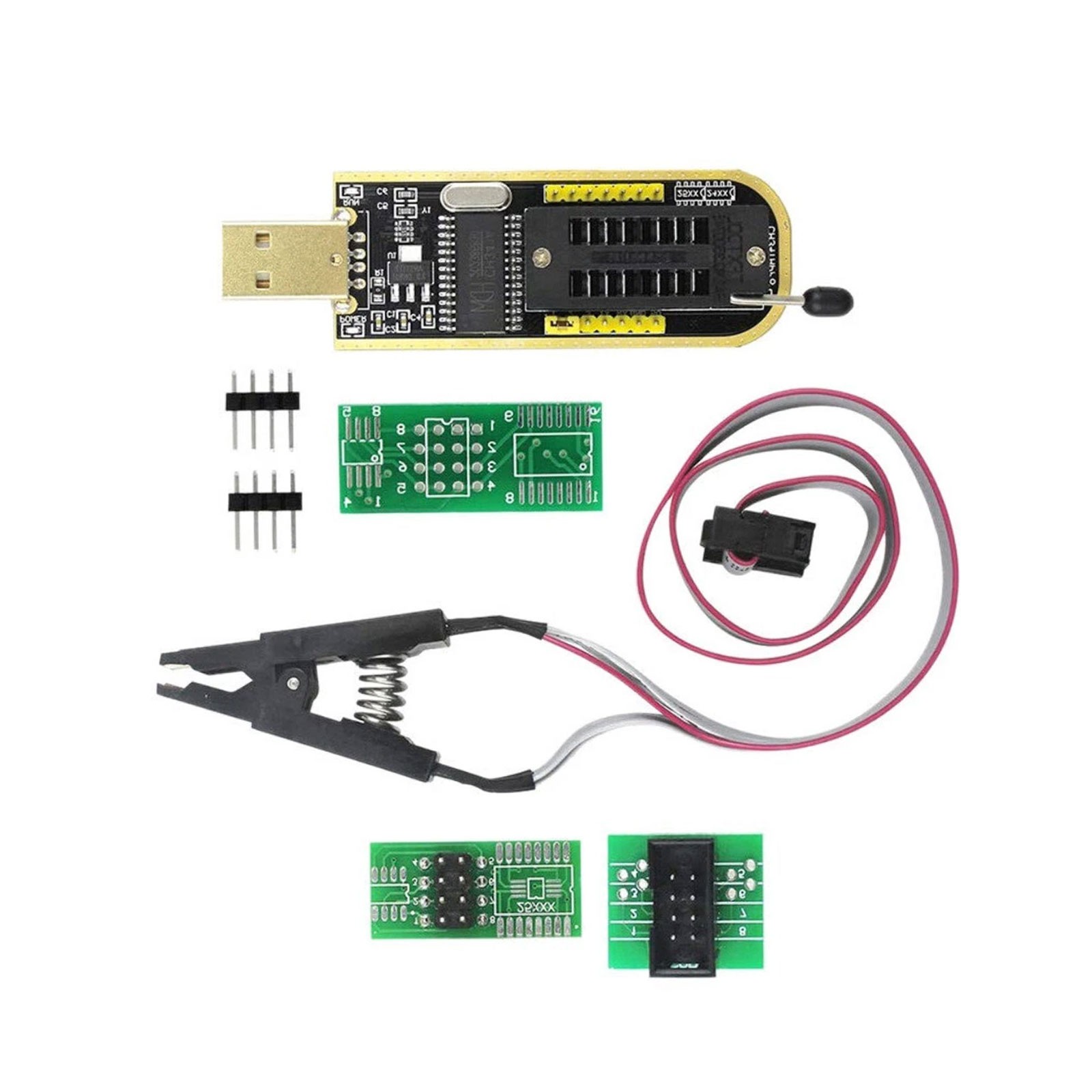 CH341A SOIC8 SOP8 Flash Chip EEPROM Programmer IC BIOS Test Clips 24 25 Series
