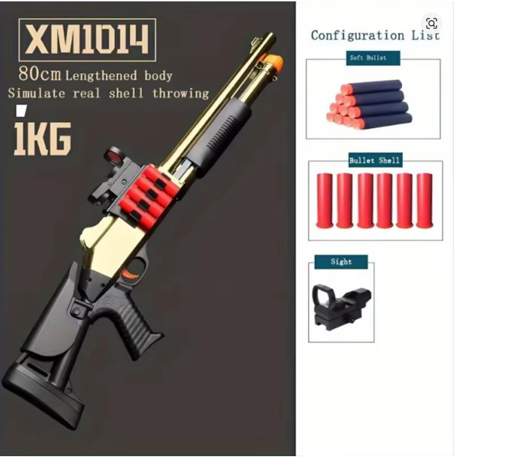 Soft Bullet Toy Gun Shotgun – Shell Ejection Function & Long Range Shooting – Fo