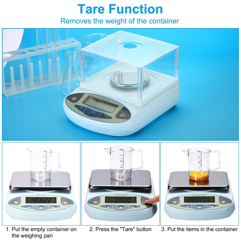 Lab Scale High Precision Electronic Analytical Balance Sensitive w Windshield