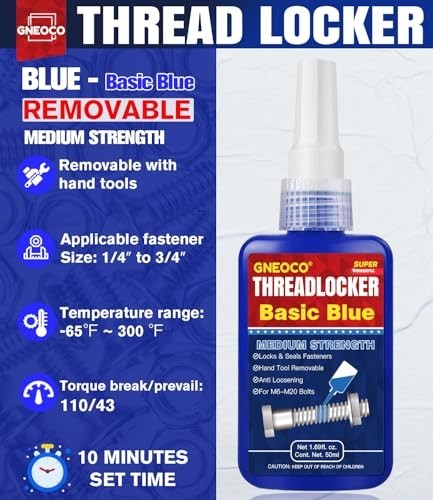 Threadlocker Blue Medium Strength Thread Lock for Nuts Bolts Fasteners