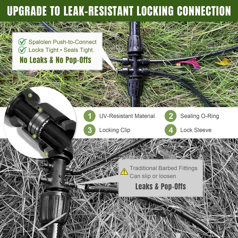 Push-To-Connect Drip Irrigation System Adjustable Irrigation System for Garden R