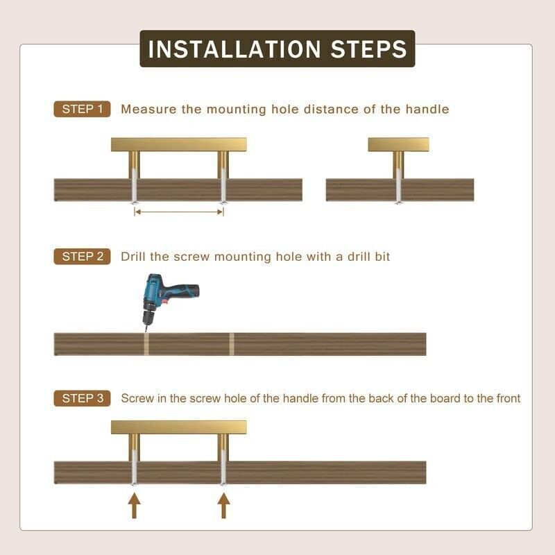 20 Pcs Gold Brass Brushed Square Modern Cabinet Handles Pulls Kitchen Hardware