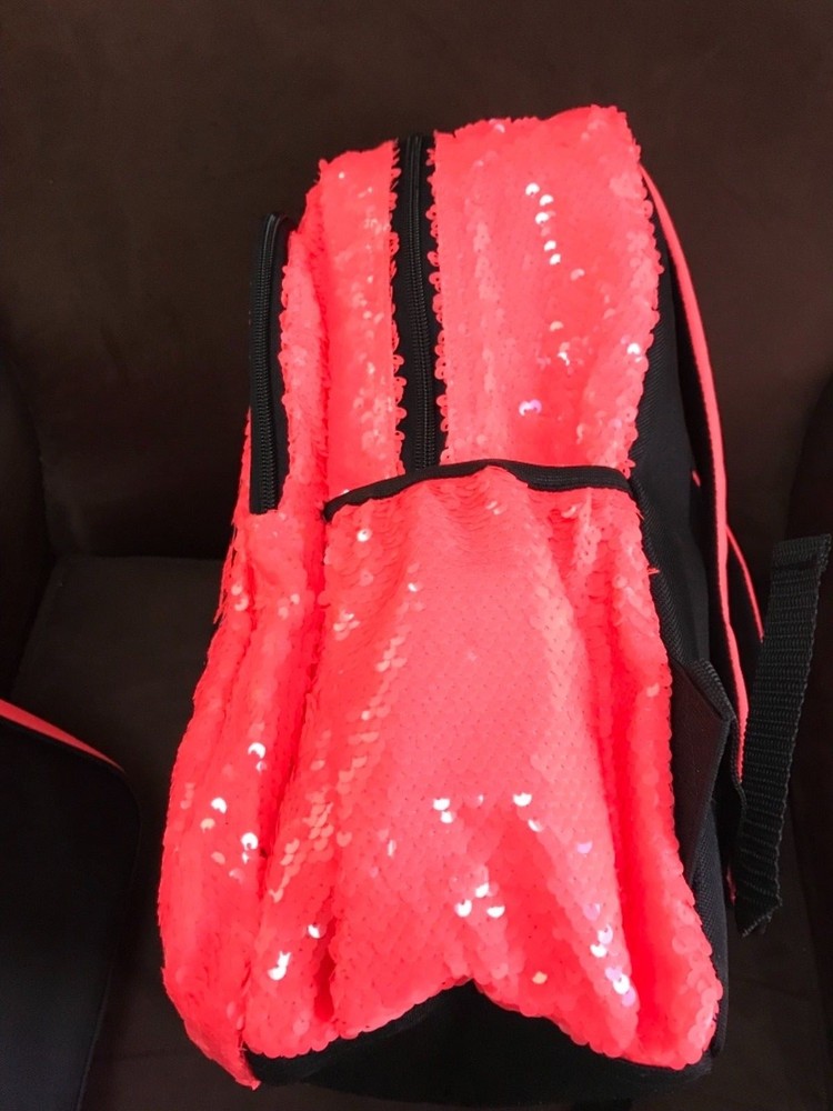 JUSTICE “DANCE DANCE DANCE” SEQUINS BACKPACK & LUNCHBOX SHIMMERING CORAL