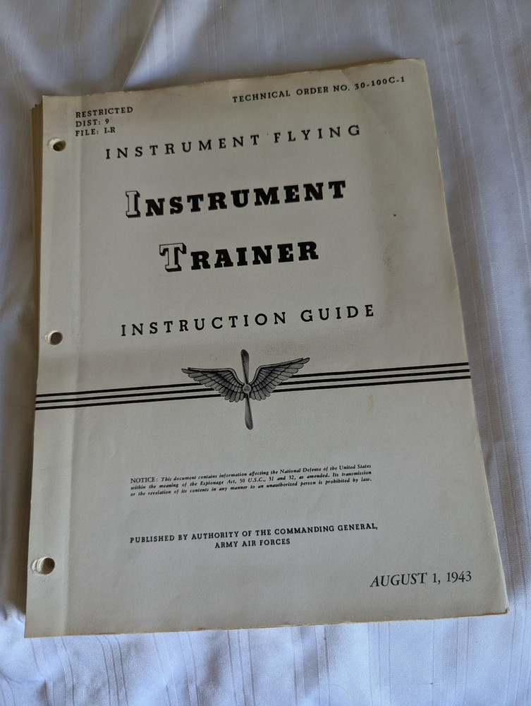 WWII Instrument Flying Trainer Instruction Guide August 1943 book