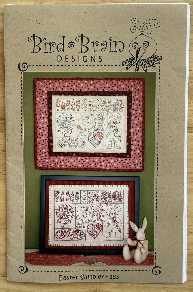 Bird Brain Designs Easter Sampler Red work Appliqué & Wall Hanging Pattern # 283