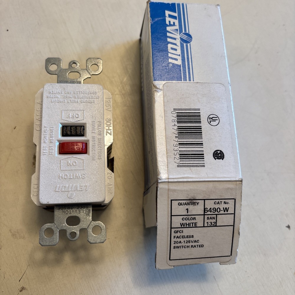 Leviton 6490-W GFCI Switch Receptacle 20A White