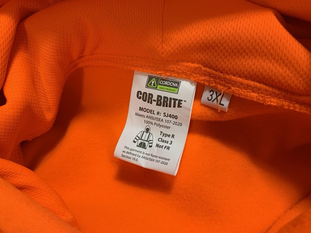 Blaze Orange Reflective Winter Construction Labor Work Jacket Mens 3XL