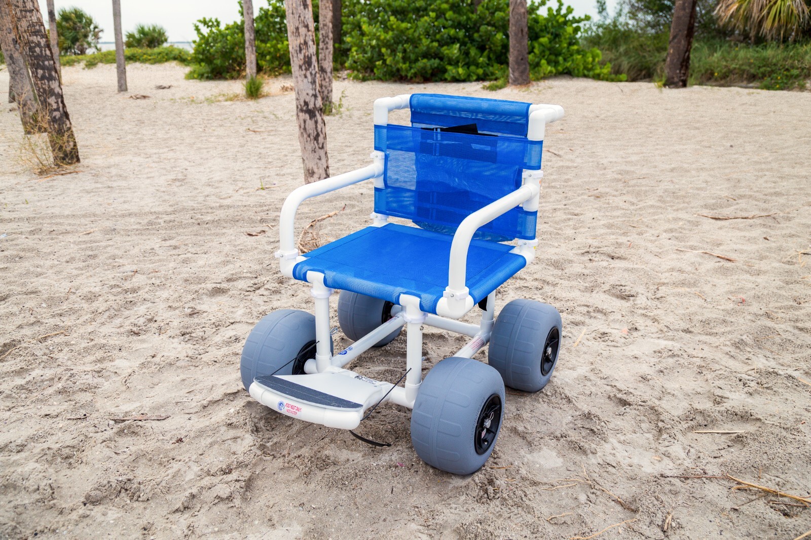 Beach Wheelchair for Sand with Balloon Tires – PVC Frame – Lightly Used