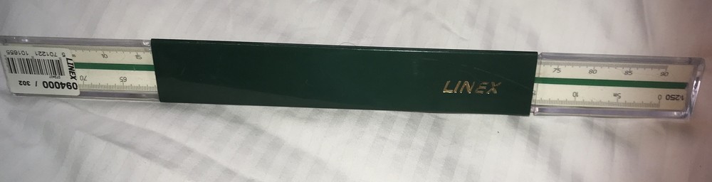 Linex  311 Triangular Graphics Engineering Drawing ruler in original case Vintag