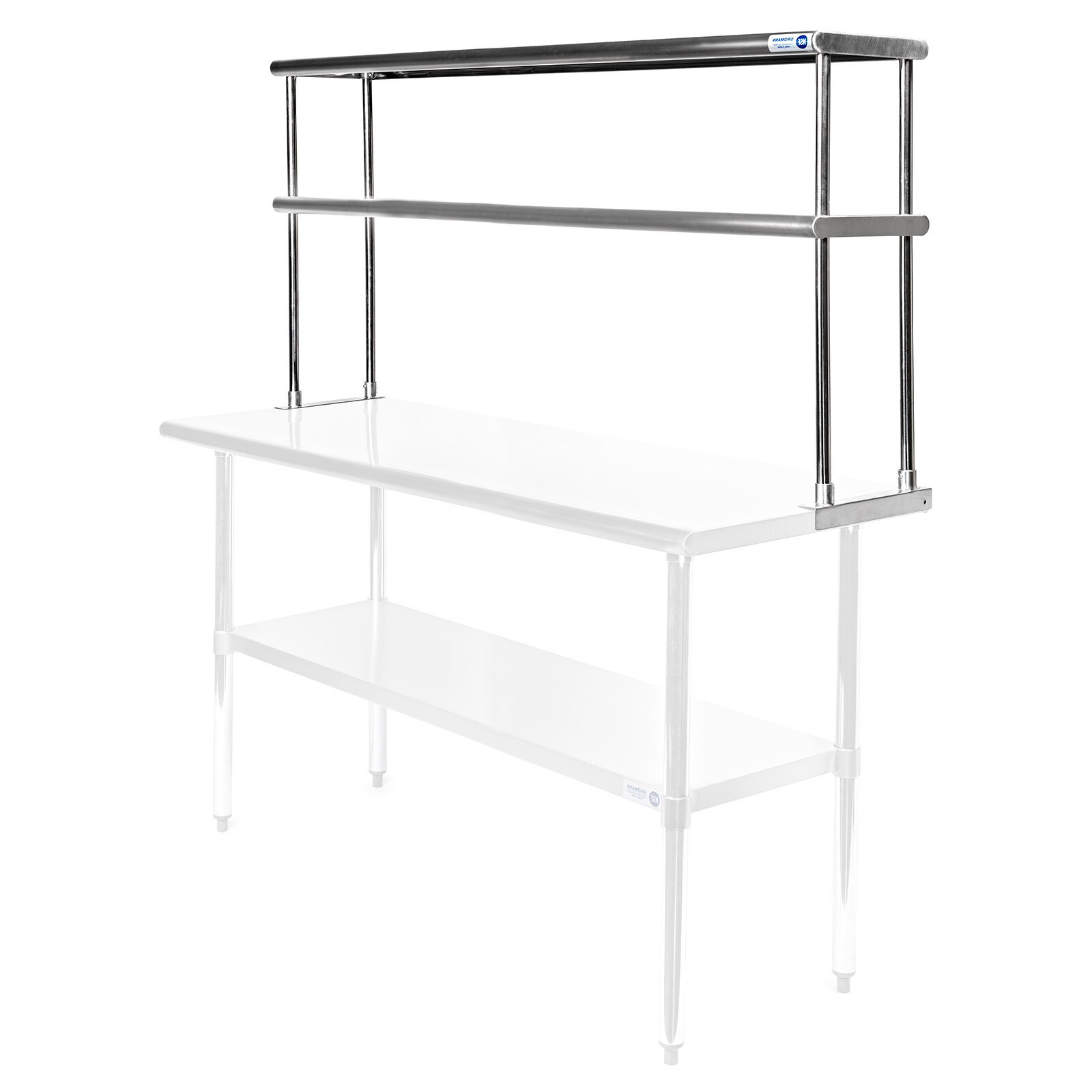 Commercial Stainless Steel Kitchen Prep Table Wide Double Overshelf - 12" x 60"