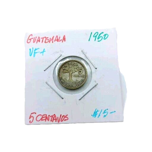 Guatemala 1953 5 Centavos VF+ .72 Silver