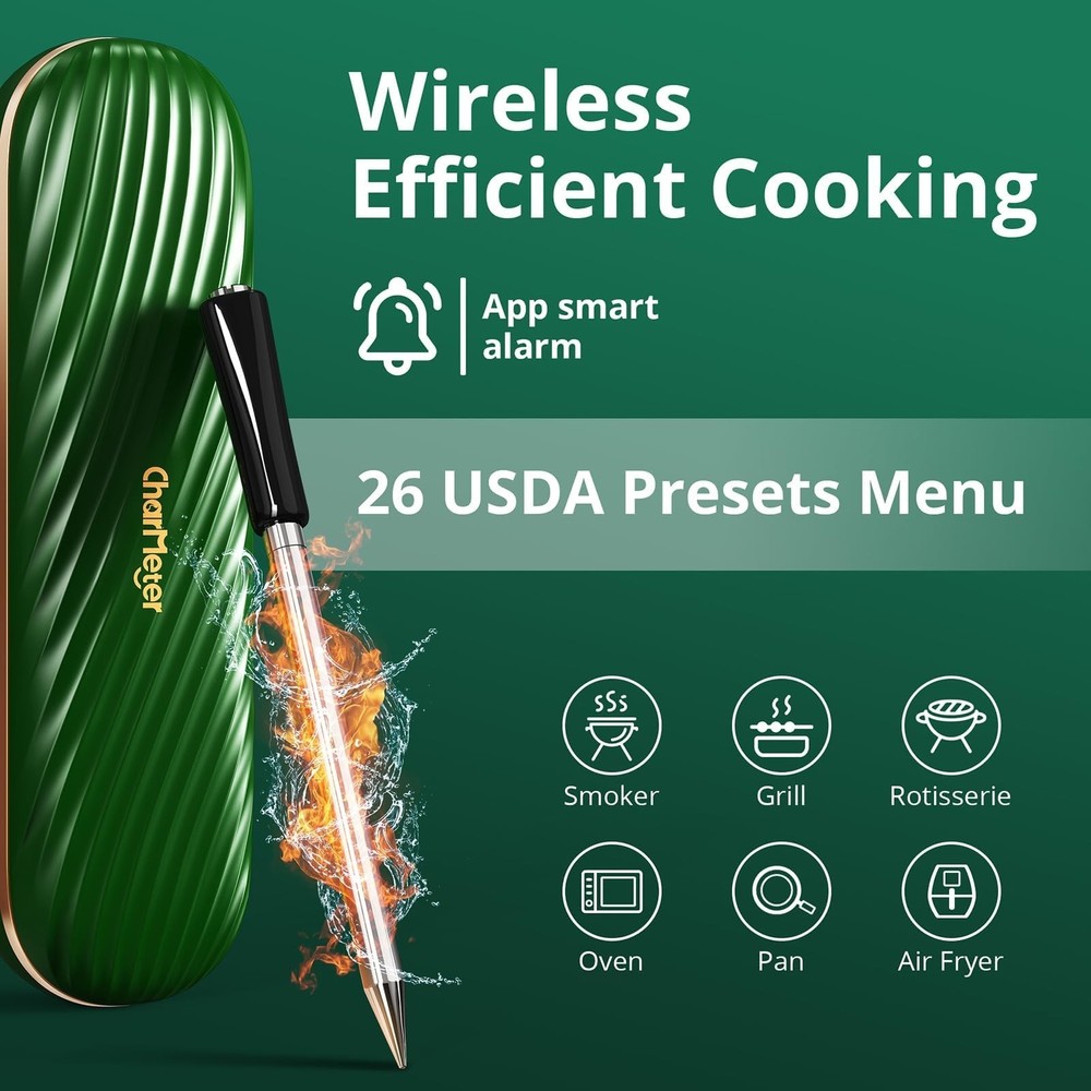 Meat Thermometer Digital Wireless, Bluetooth Smart Meat Thermometer with APP ...