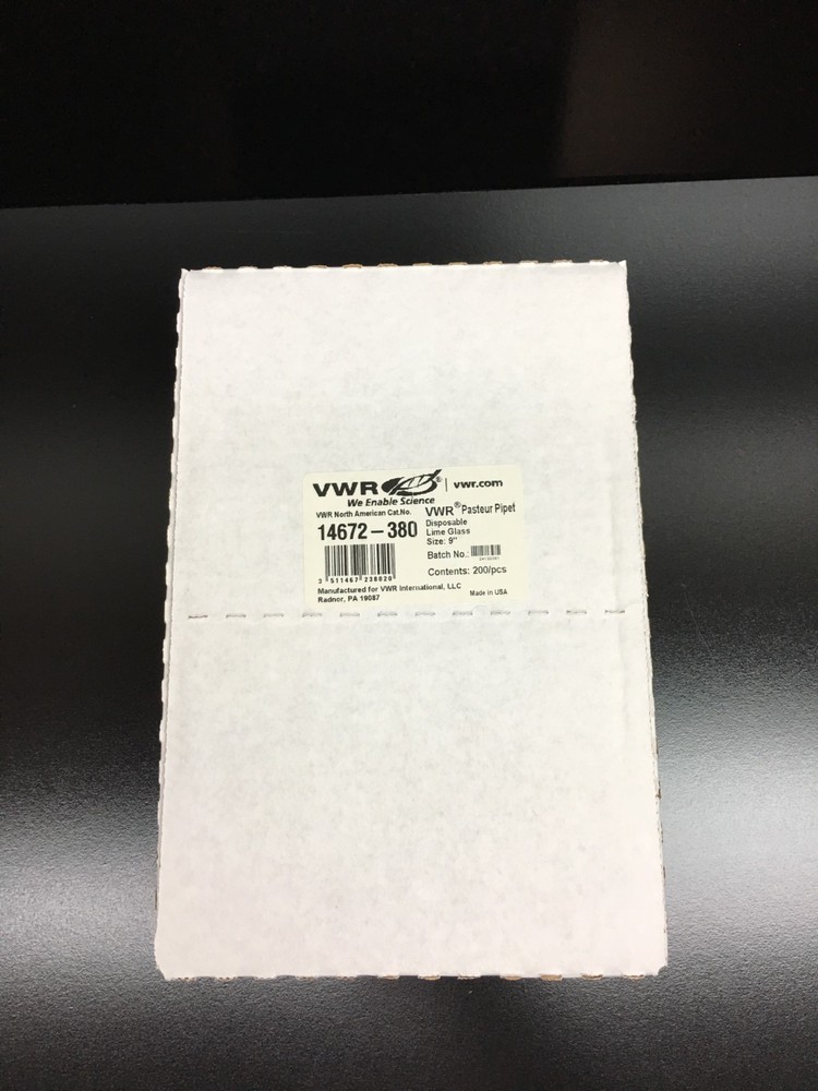 VWR REF 14672-380 Disposable Pasteur Pipettes Borosilicate Glass Size 9"