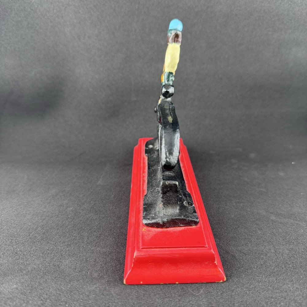 Cast Iron Christmas Nutcracker Wood Base Hand Painted King Soldier Functional