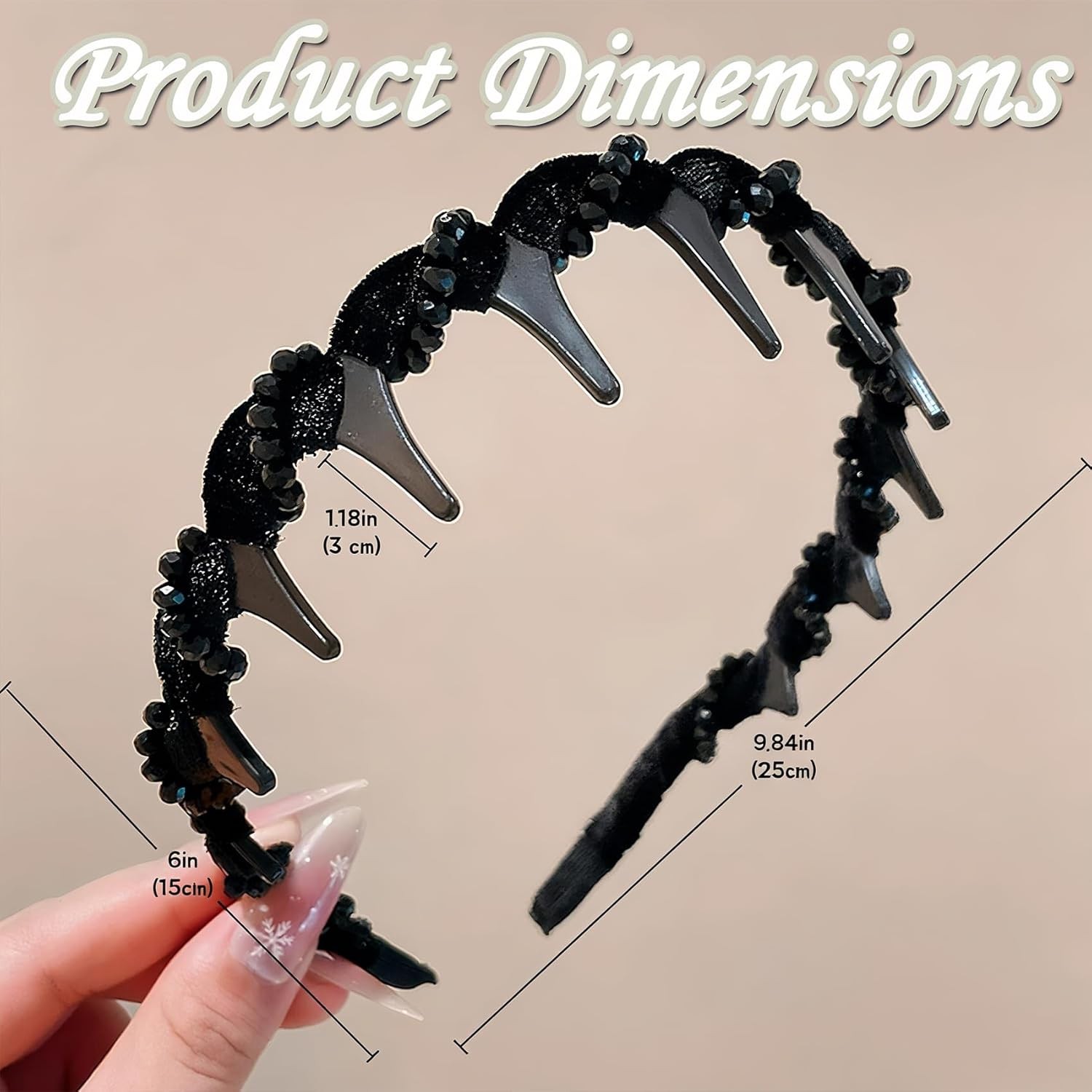 6Pcs Headbands with Teeth for Women Retro High Skull Pearl Headbands Non Slip