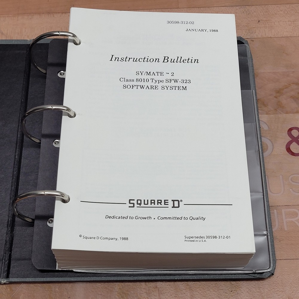Square D 8010 SFW-333 SY/MATE Instruction Bulletin, Addendum, & Program Software