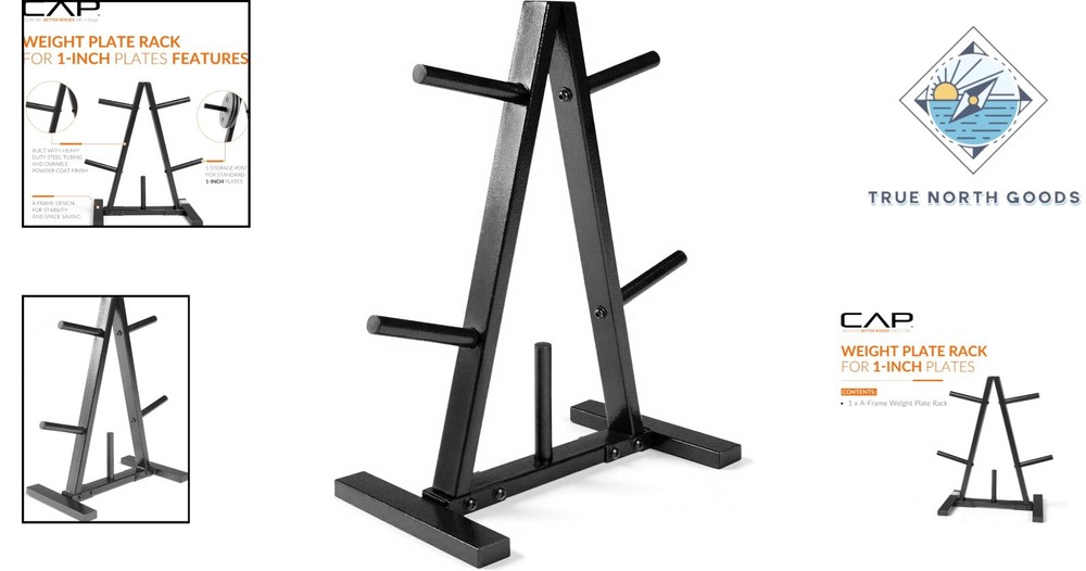 Efficient Space-Saving Weight Plate Rack - 5 Posts for 1-Inch Plates, 300 lbs