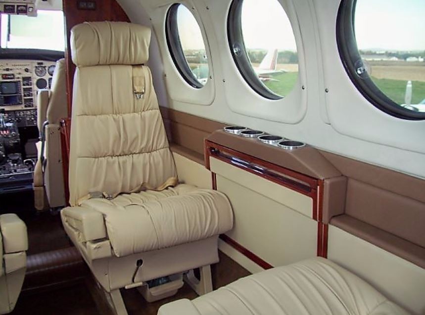 Beechcraft King Air 200 custom leather interior