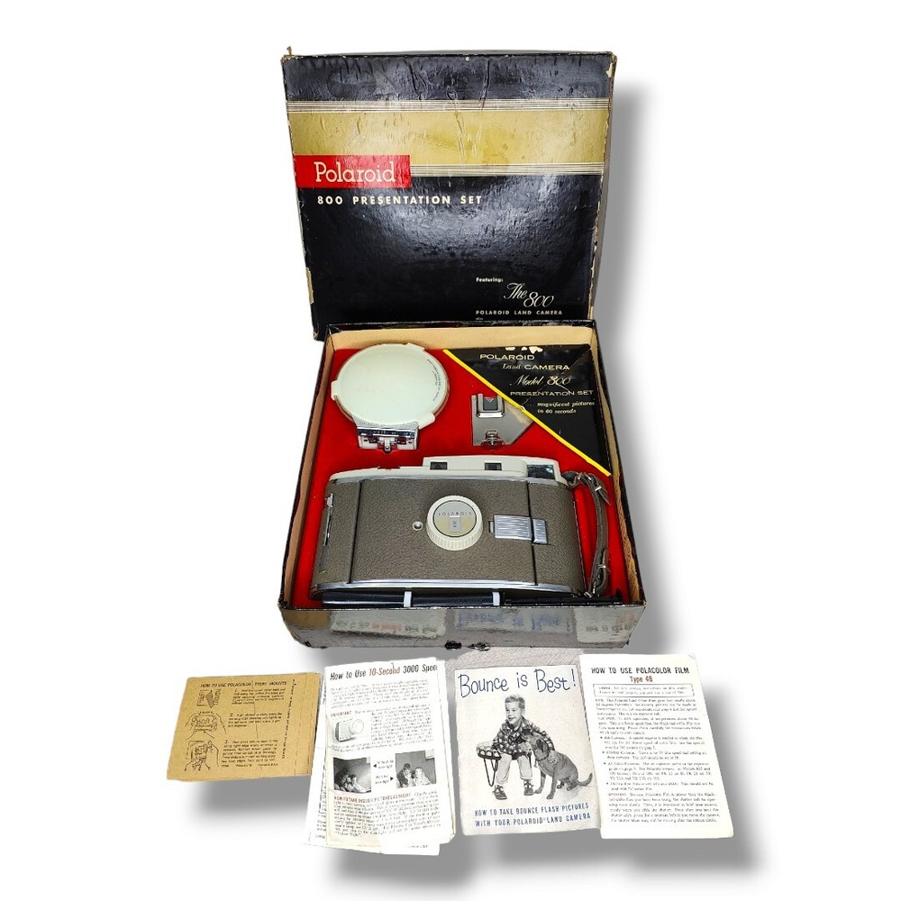 Polaroid 800 Land Camera Presentation Set Original Box Diffuser Manual