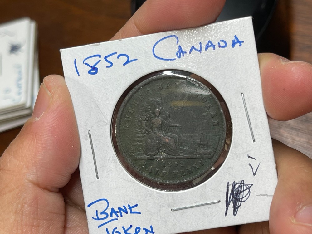 1852 Canada Half Cent Bank Token Coin