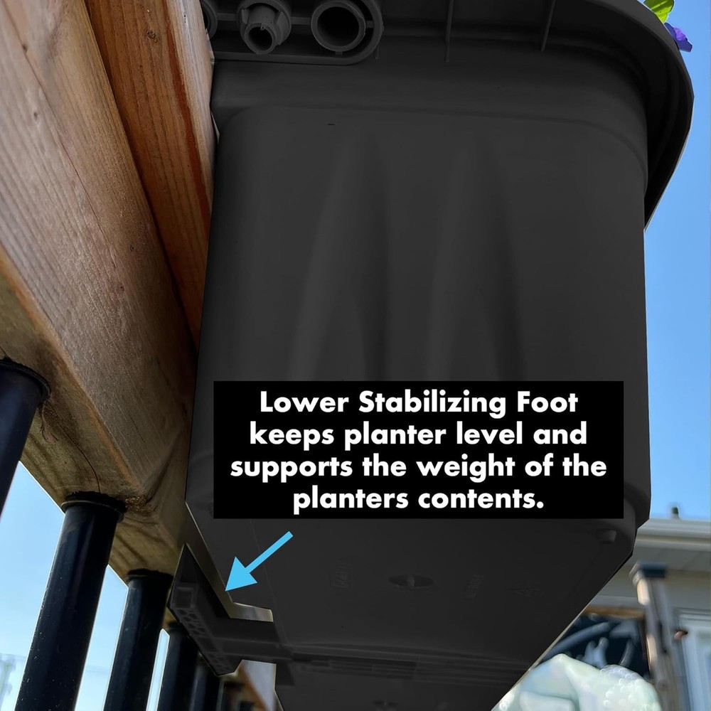 24" Adjustable Railing Planter, Black