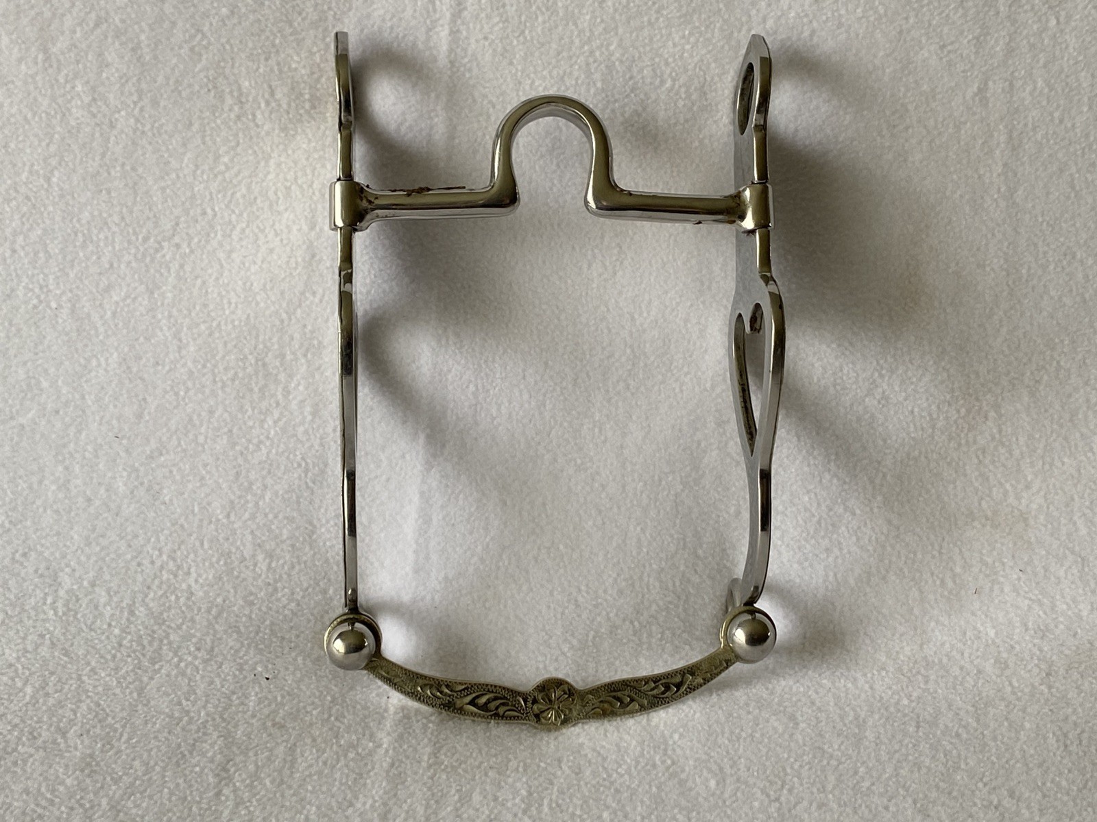 Beautiful Vintage Silver Mounted HEART Show Bit~5" Coppper Inlay Port Mouth