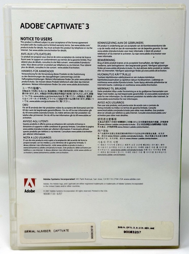 Adobe Captivate 3 for Windows w/ Serial/License/Key