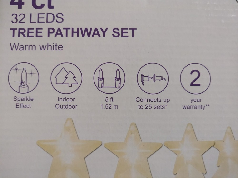 NEW - GE 4-ct Random Sparkle LED White Christmas Tree Pathway Markers