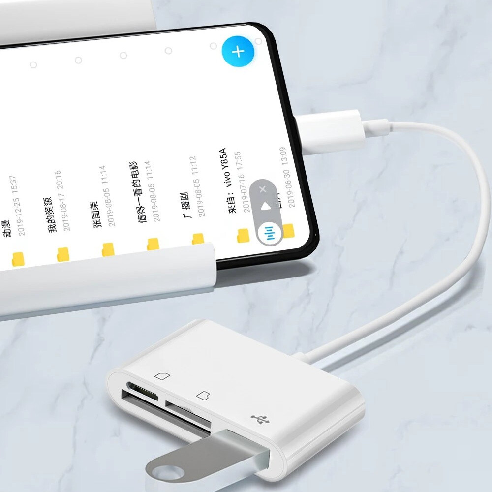 Multi-Port 4 in1 Universal SD TF Card Reader For iPhone, MacBook,Samsung Android