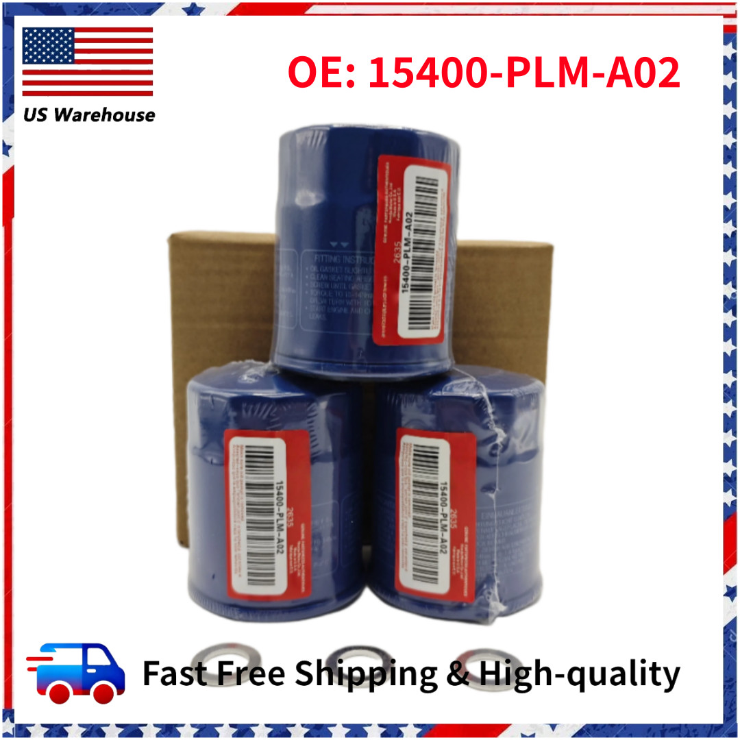 3Pcs Honda Genuine Oil Filters With Drain Plug Washer 15400-PLM-A02 New Sealed