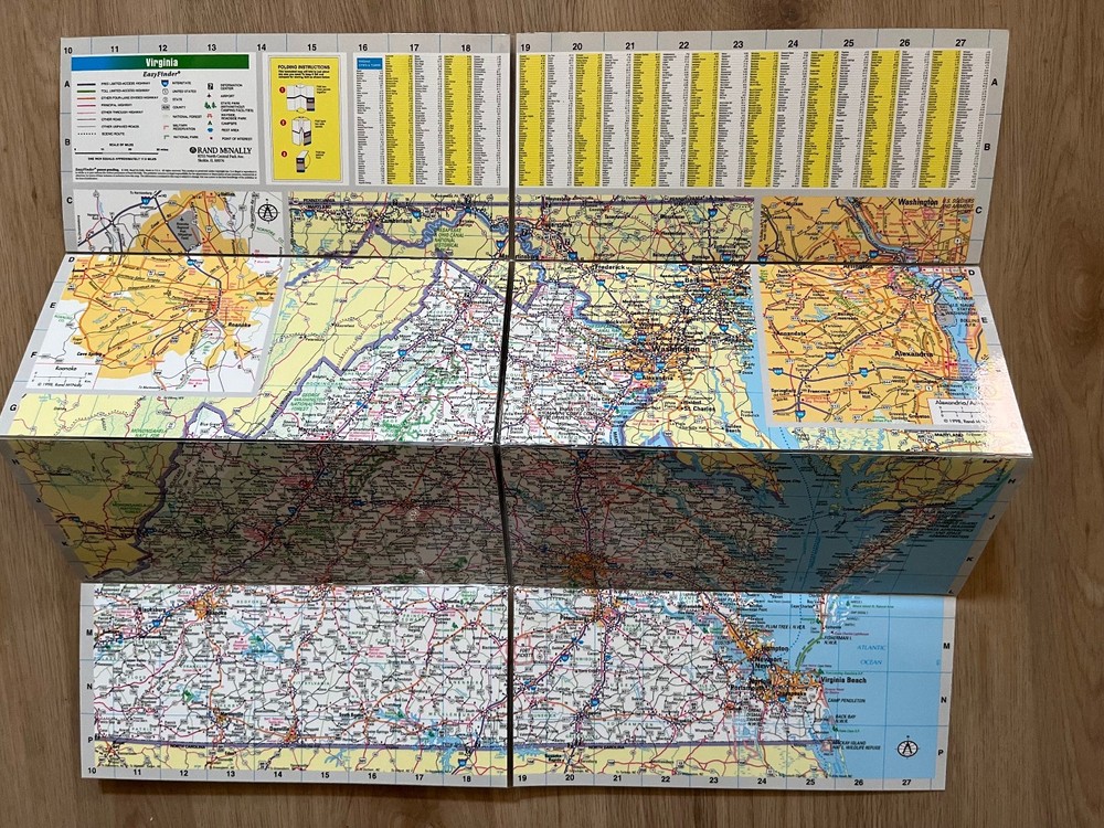 Rand McNally Easy Finder Map Virginia Foldable Packable 1998