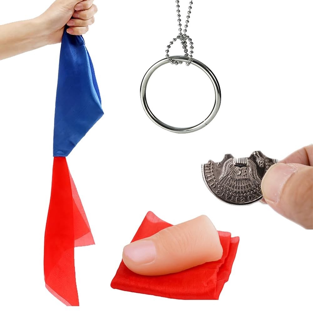 Neliky Magic Tricks Kit Including 4 Classic - Bite Coin, Small, White