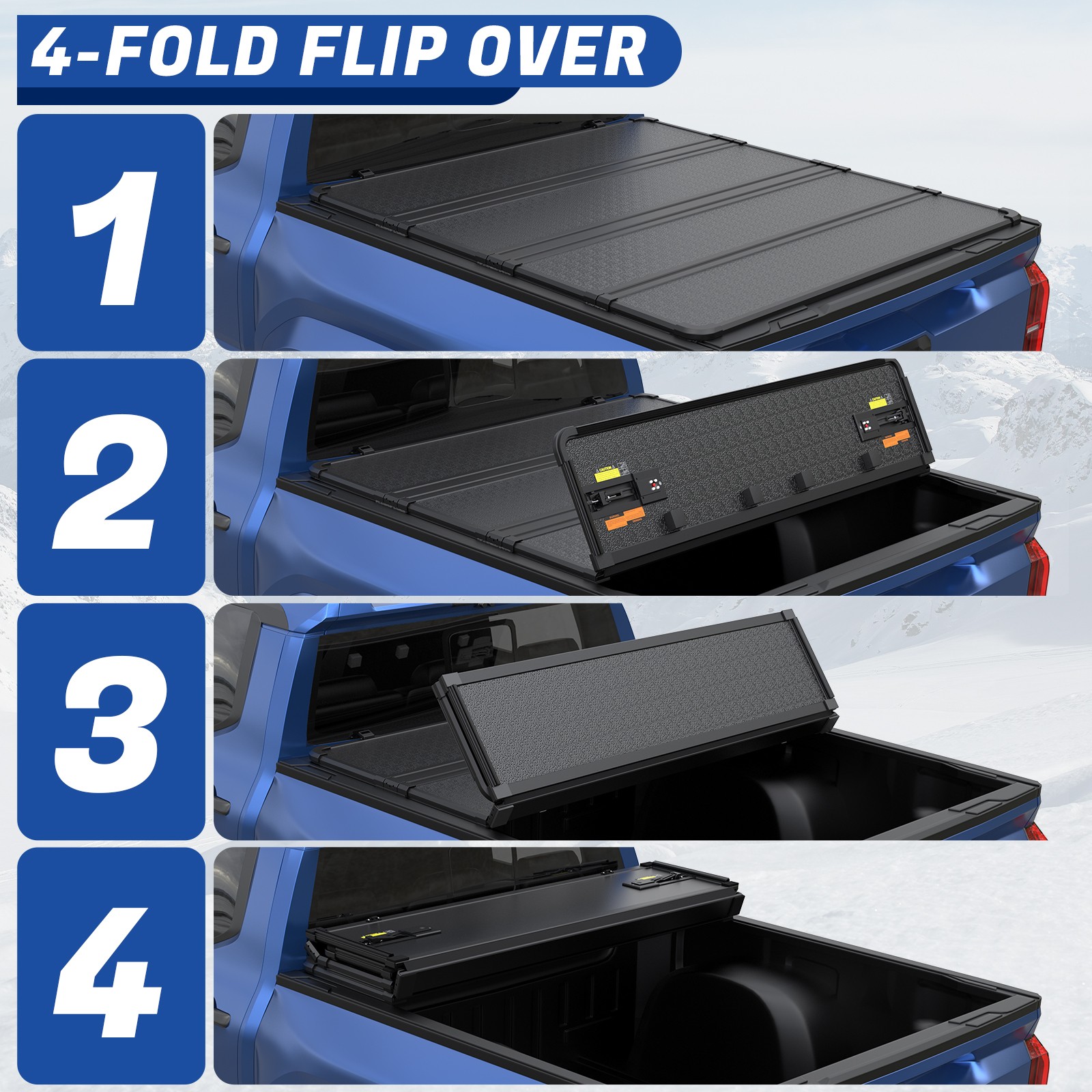5.8FT Truck Tonneau Cover 4-Fold For 2009-2026 Ram 1500 Waterproof