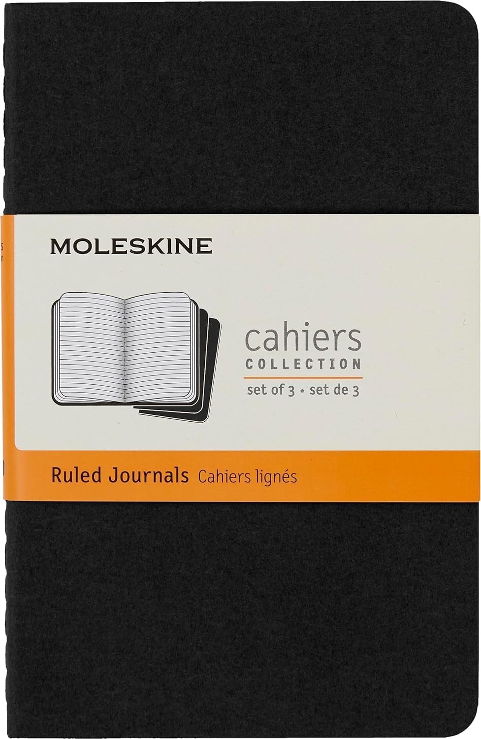 3 Pack Moleskine Cahiers Pocket Journal 3.5" x 5.5" Ruled Lined Black Soft Cover