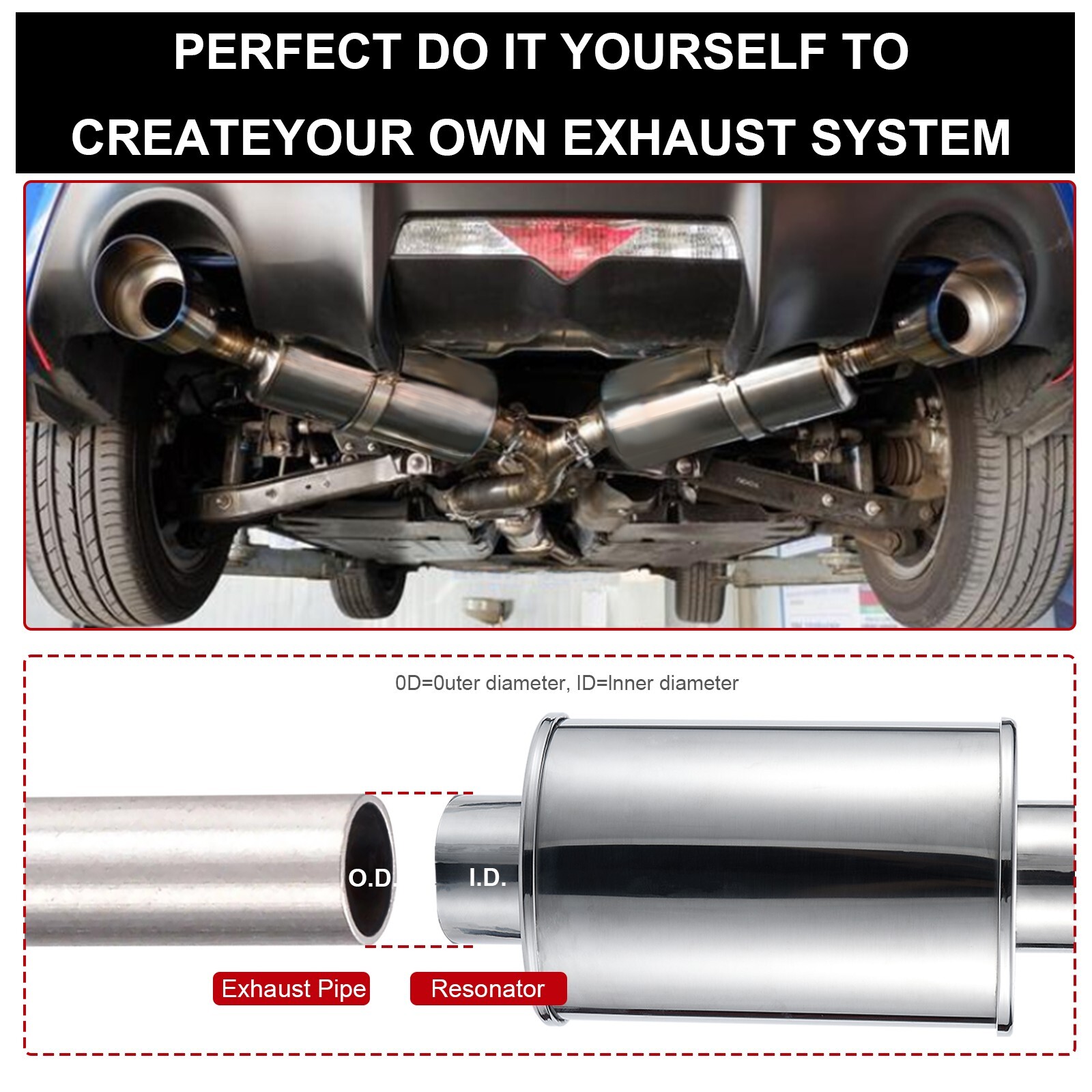 2PCS 2.5'' Ultra Quiet Muffler Resonator 2.5 in,304s Exhaust Vibrant Resonator