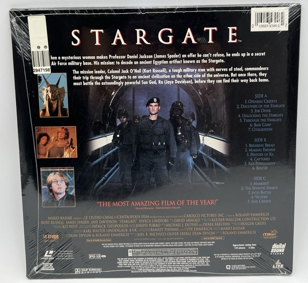 (7) NEW SEALED LASERDISC LD- STARGATE, RIVER WILD, OUTBREAK, UNDER FIRE