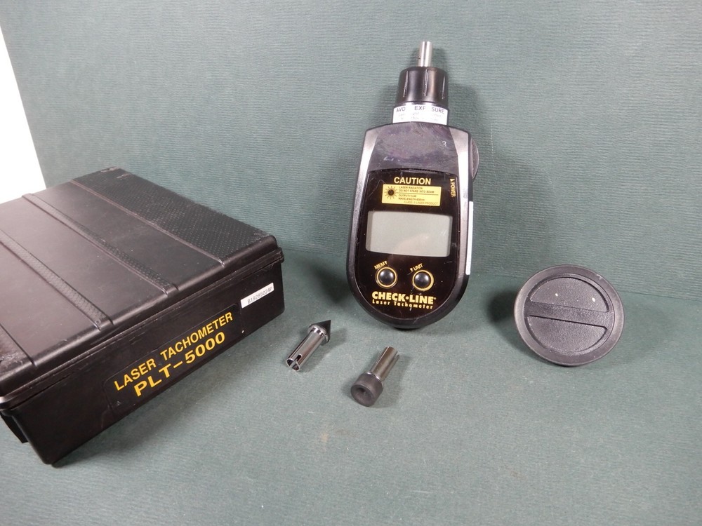 Check-Line Laser Tachometer PLT-5000 in Case Tested Working Some Attachments