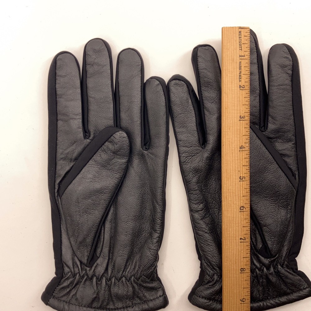 Men L Black Leather Top Bottom with stretch sided