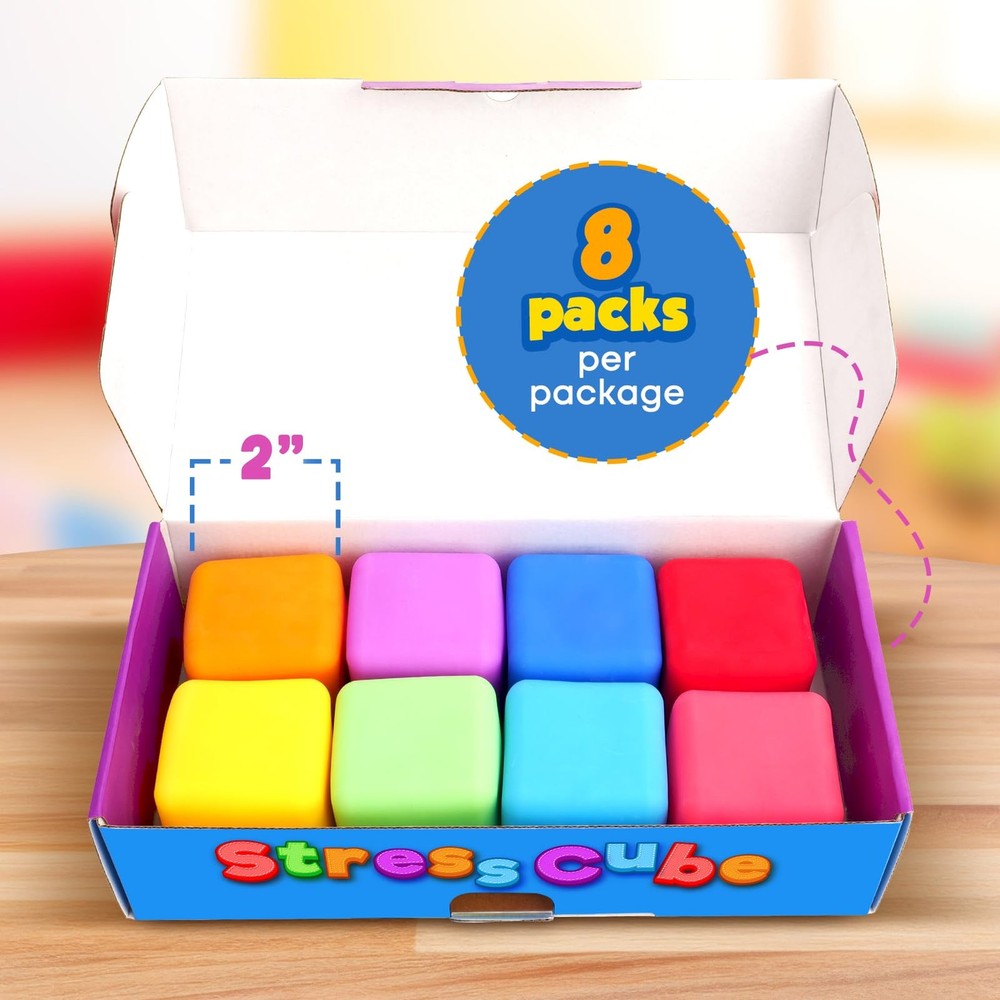 Squishy for , 8Pcs Dough Cube for , Pull Stretch Sensory Squeeze Toys, Classr...