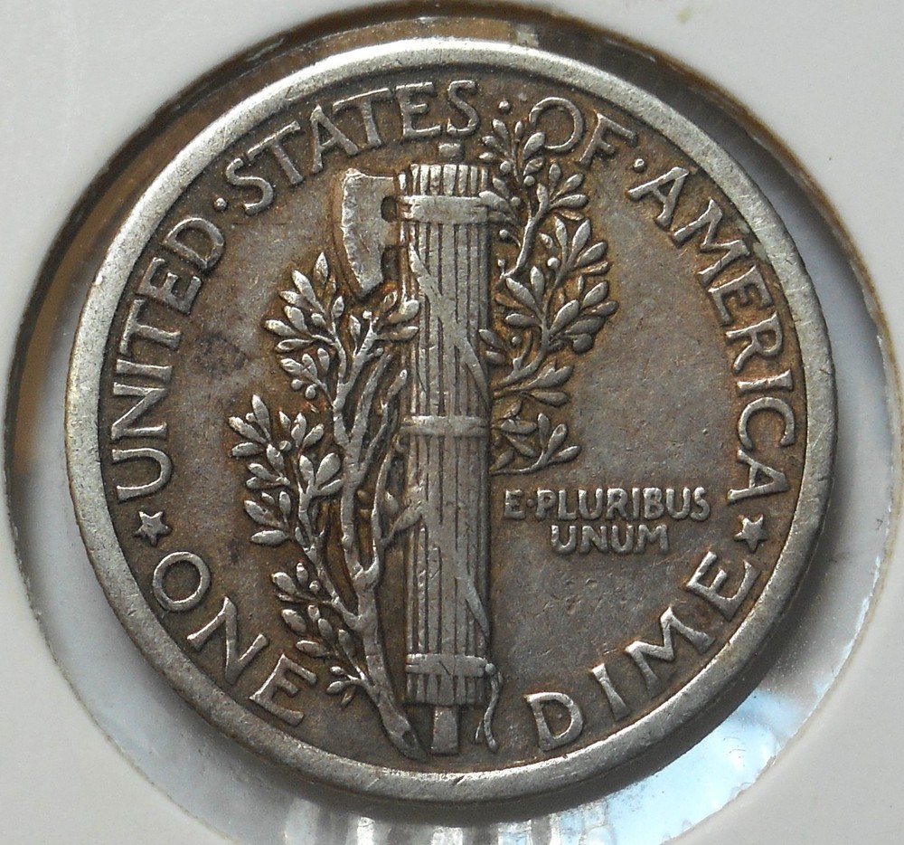 1916 . Mercury Dime . XF . Extra Fine . Silver . EF