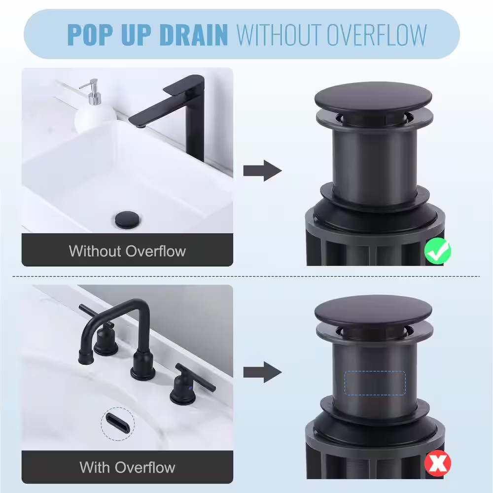 Drain Assembly Stopper without Overflow in Matte Black