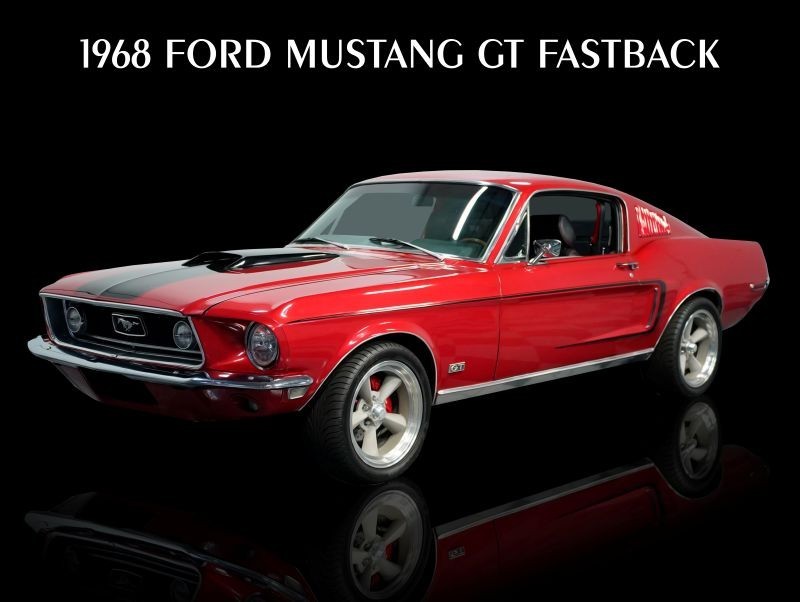 1968 Ford Mustang GT Fastback in Red & Black NEW Metal Sign: 12x16 Ships Free