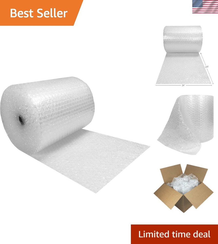 Perforated Bubble Cushioning Wrap - Medium 5/16", 24" x 100' Roll, Clear