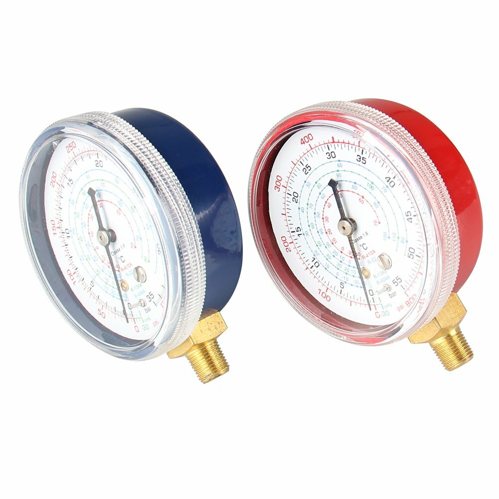 2PACK REPLACEMENT MANIFOLD GAUGES Refrigeration HIGH AND LOW SIDE RED& BLUE Tool