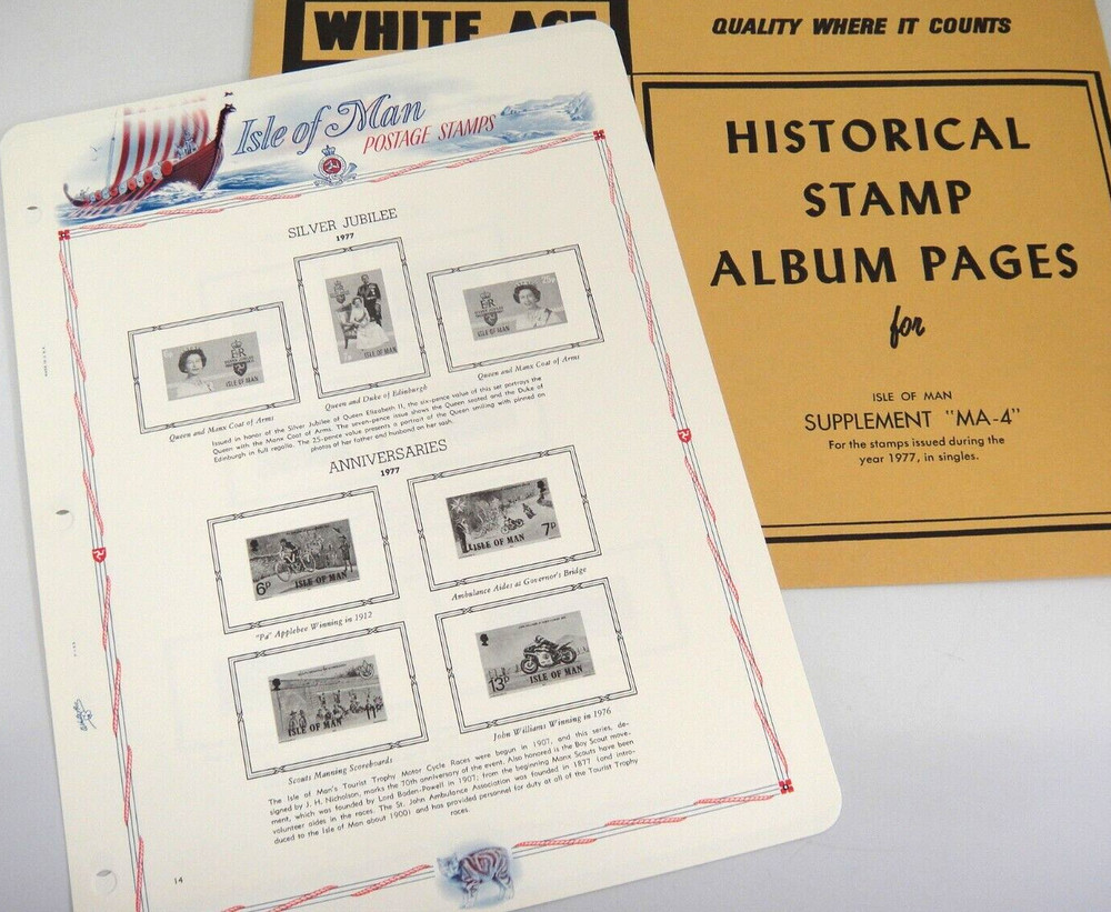 White Ace 1977 Isle of Man Stamp Singles Supplement MA-4 NOS